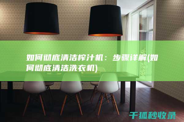 如何彻底清洁榨汁机：步骤详解 (如何彻底清洁洗衣机)