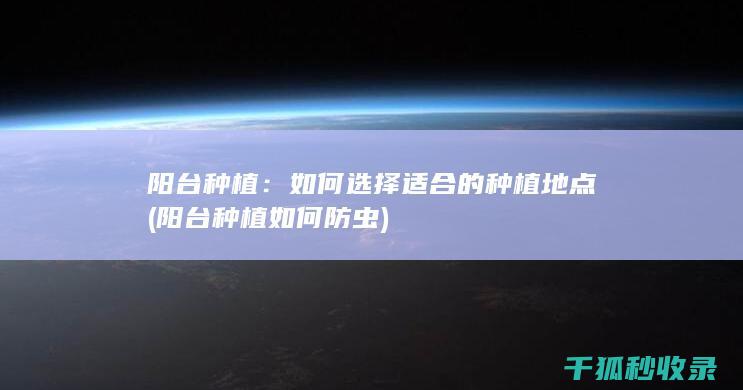 阳台种植：如何选择适合的种植地点 (阳台种植如何防虫)