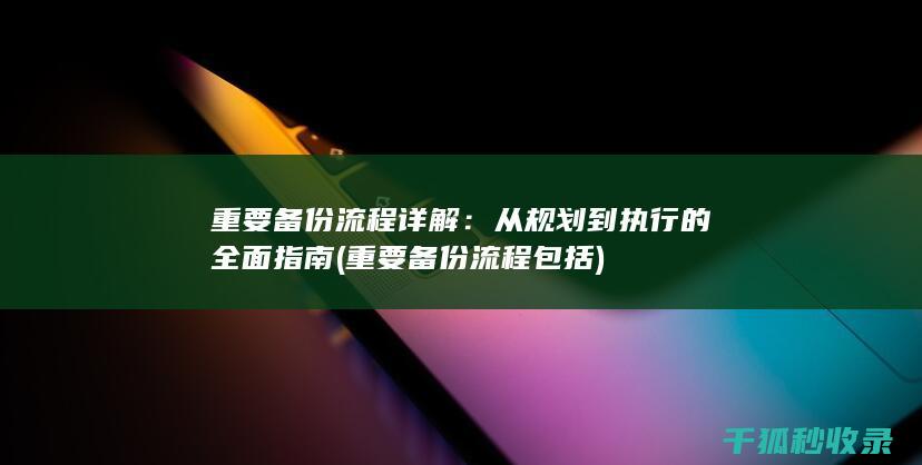 重要备份流程详解：从规划到执行的全面指南 (重要备份流程包括)